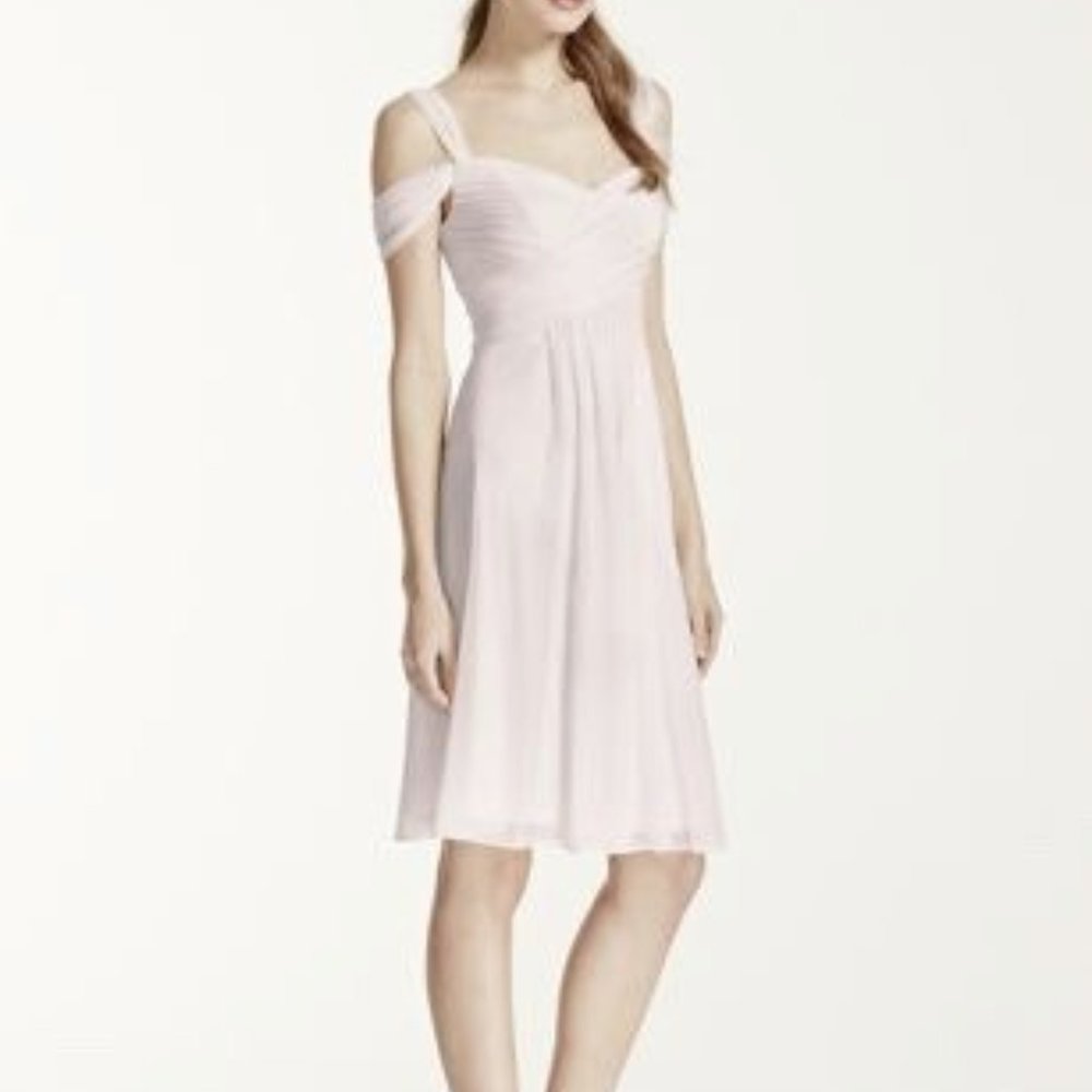 David's Bridal Dress w/ Split Sleeves - Angel (8)